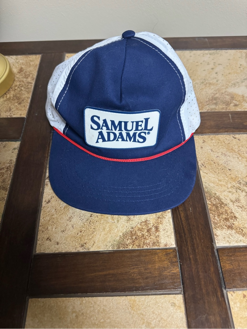 Samuel Adams Navy & White Trucker Cap with Red Trim
